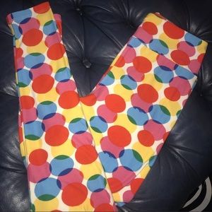 OS Lula Roe Multicolored Polka Dot Leggings